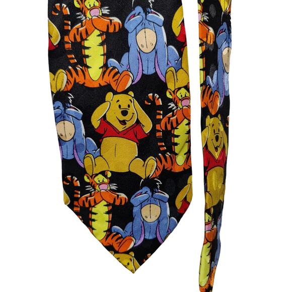 Vintage Disney Mickey Inc 100% Silk Pooh Tie Tigger Eore Handmade - Picture 5 of 5